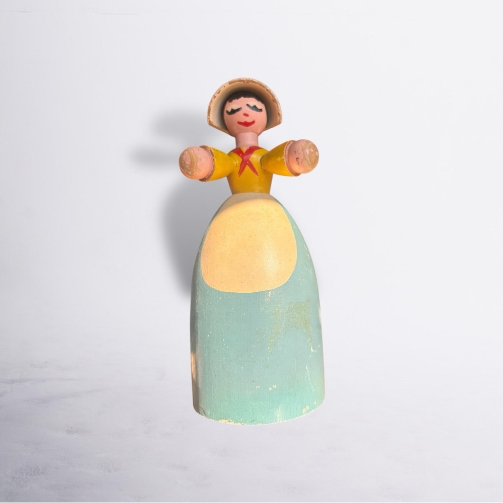 Handcrafted Wooden Figurine - Yellow and Green